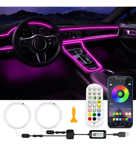 Samgchi Usb Coche Led Luces, Interior Coche Luz Tira Con App