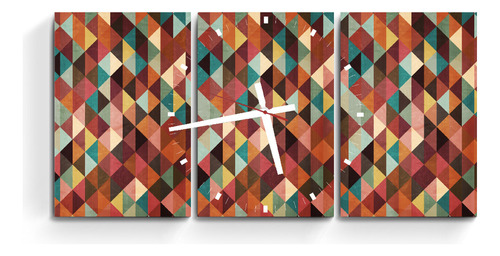 Reloj De Pared Cuadro Triptico Diseño Retro Vintage Abstract