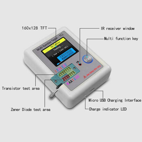 Probador De Transistores Tft Multifuncional Lcr Tc1 De 1.8 P