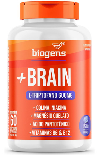 + Brain Triptofano 600mg Colina Relax Foco 60 Cáps Bigens