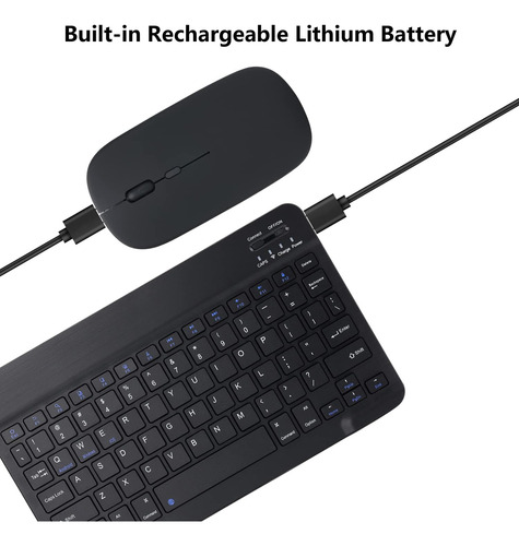 Combo De Teclado Y Mouse Bluetooth Recargable, Juego De De Y Negro.