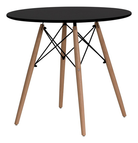 Imagem 2 de 2 de Mesa Eiffel Eames Base Madeira Preta 80cm