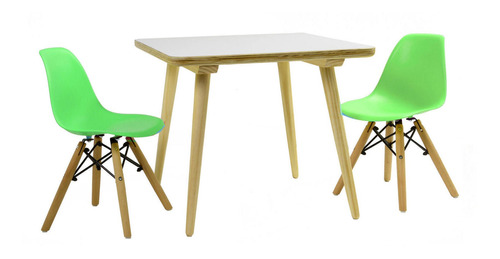 Mesa Cuadrada Y Silla Infantil (mesa Blanca + Dos Sillas Ver