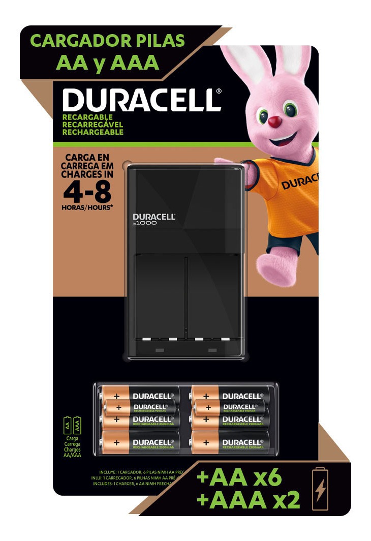 Cargador Duracell +6 Pilas Aa 2500ma+2 Pilas Aaa Recargables