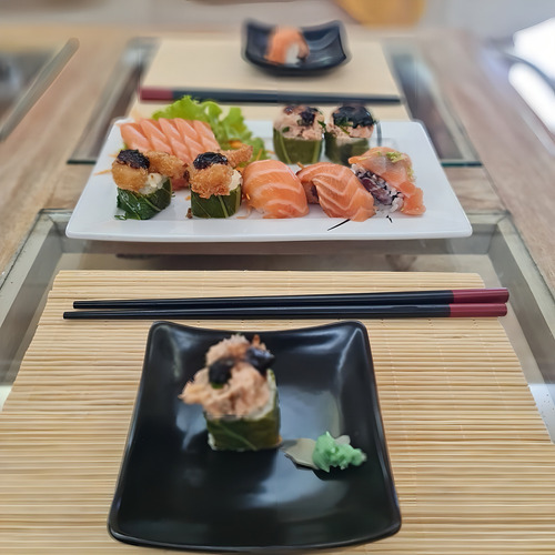 Jogo Com 6 Peças Para Sushi Em Bambu E Ceramica Dynasty