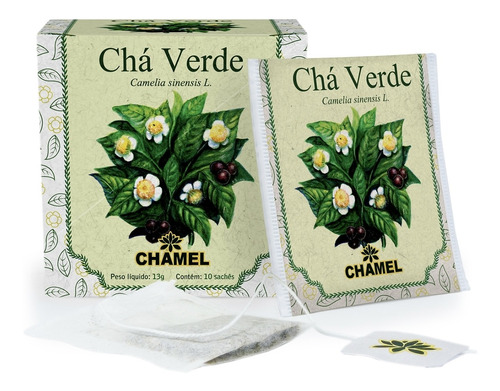 Chá De Chá Verde Com 10 Sachês - Chamel + Brinde