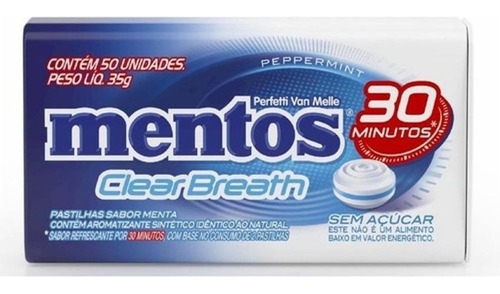 Pastilhas Mentos Clear Breath Peppermint C/12 Latinhas