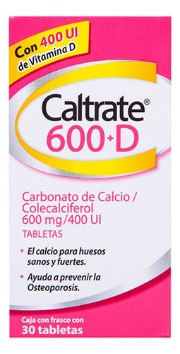Caltrate 600+d 600mg/400ui Caja Con Frasco 30 Tabletas