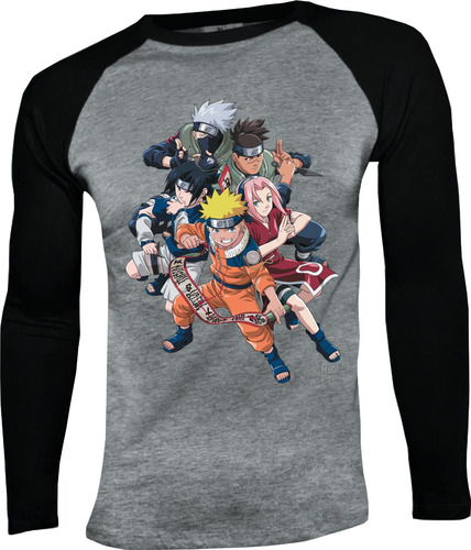 Camiseta Naruto Modelo 4 Manga Larga Camibuso Raglan