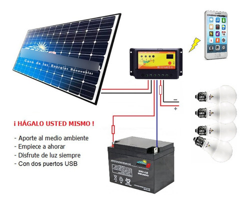 Imagen 5 de 10 de Kit Panel Batería Controlador Led (componentes Planta Solar)