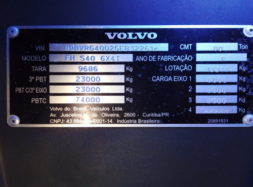Imagem 7 de 9 de Volvo Fh540 6x4