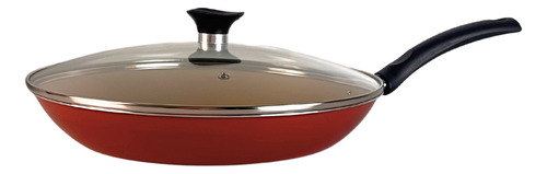 Frigideira Antiaderente Extra Grande Tramontina 30cm C Tampa Cor Vermelha