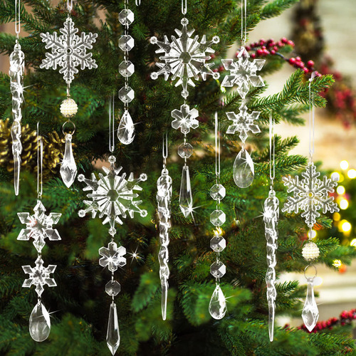 18 Adorno Navidad Cristal Para Decoracion Arbol Colgante Año