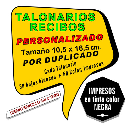 20 Talonarios Recibi Troquelado Duplicado Personalizado