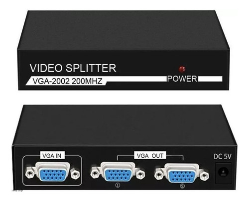 Splitter Vga 1x2 C/fuente Repartidor Activo 200mhz 1920x1440