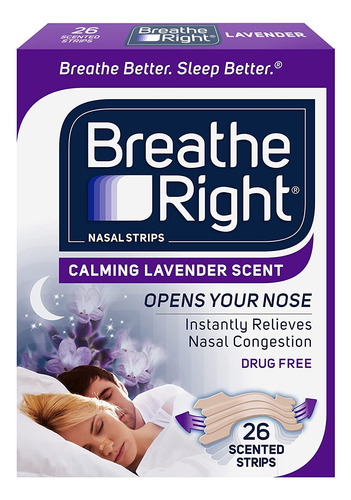 Breathe Right Tiras Nasales, Aroma A Lavanda, 26 Unidades (p