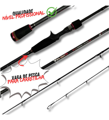 Vara De Pescar Plusfish Violent P/carretilha 1,68m 8-17lb Cor Preto