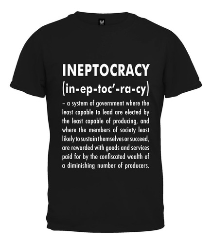 Camiseta Negra Con Definición De Ineptocracia, Talla 2xl