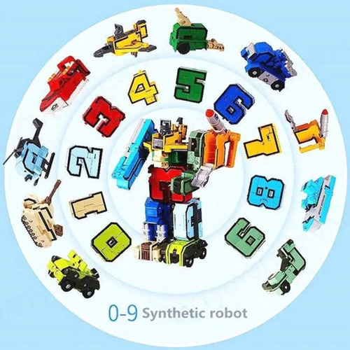 Digital Robot Transforms Complete Set Of Numbers 0-9