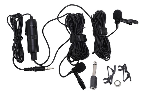 Micrófono Lavalier Clip On, Doble Micrófono Con Solapa Con C