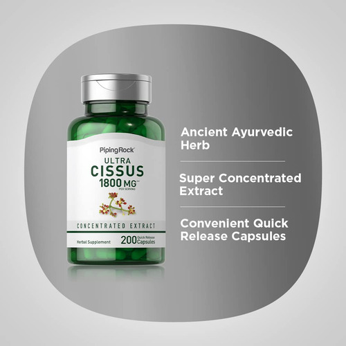 Piping Rock Cissus Quadrangularis 1800 Mg 200 Cápsulas