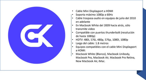 Imagen 3 de 3 de Cable Mini Display Port A Hdmi 1,8 Metros Thunderbolt