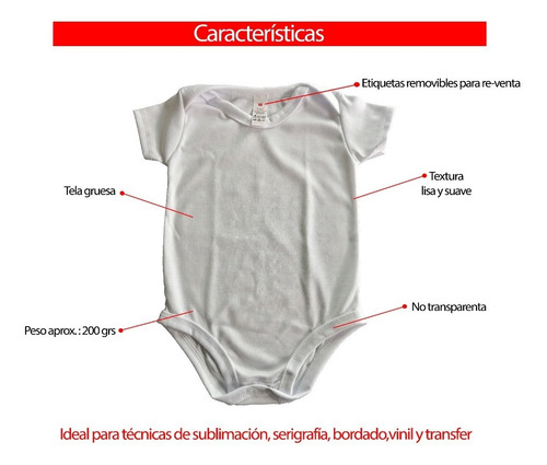 Imagen 4 de 7 de Pañalero Para Sublimar Tacto Algodon Grueso Blanco Bebé Cuello Redondo
