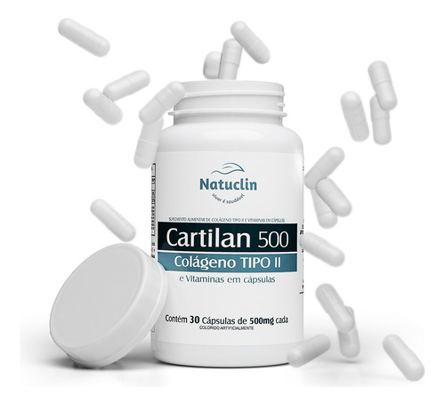 Cartilan Colágeno Tipo 2 - 30 Cápsulas - 500mg - 6 Frascos Sabor Sem sabor
