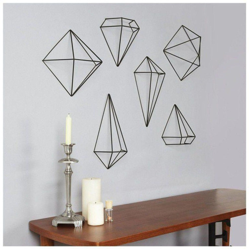 Imagem 2 de 4 de Adorno Parede / Teto / Mesa 6 Pc Prisma Preto - Umbra