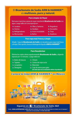 Imagen 3 de 4 de Bicarbonato De Sodio Limpiador Multiusos 1.8kg Arm & Hammer