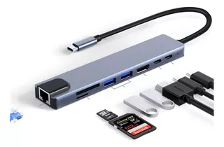 Adaptador Hub Tipo C Usb A Multipuerto Hdmi Ethernet 8 En 1