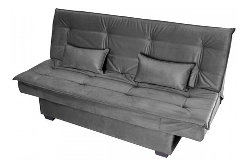 Sofá Cama 3 Lugares Esmeralda Reclinável Veludo Light/cinza Cor Cinza