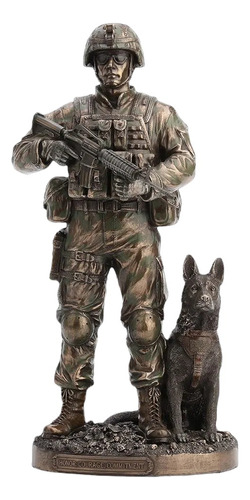 Estatua De Soldado Y Perro 28cm