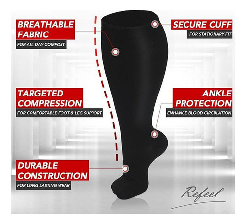 N. 3pares Calcetines Compresión Talla Grande,pantorrilla