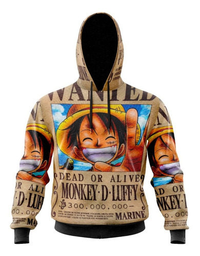 Buzo Capucha Luffy Wanted One Piece Artemix Bc-0299