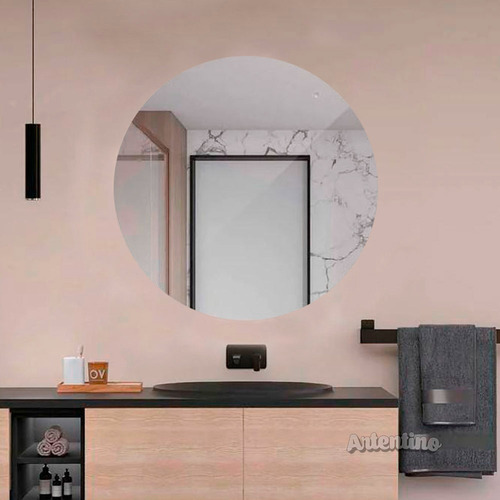 Imagen 5 de 9 de Espejo De Pared Redondo Baño Living 80 Cm 4 Mm Listo Colgar