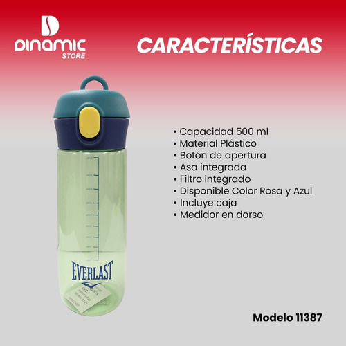 Imagen 3 de 6 de Botella Everlast Deportiva Tapa-rosca Fitness Gym 500ml