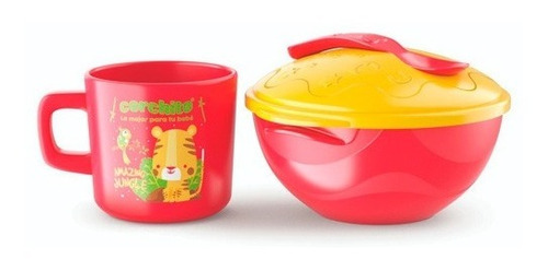 Set Bowl Con Tapa Y Cuchara + Mug Taza Para Bebe Niños