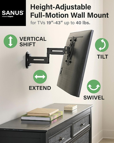 Soporte De Pared Para Tv Ajustable 19-43 Con Movimiento