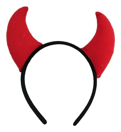 Diadema Con Orejas De Diablo - Negro Rojo