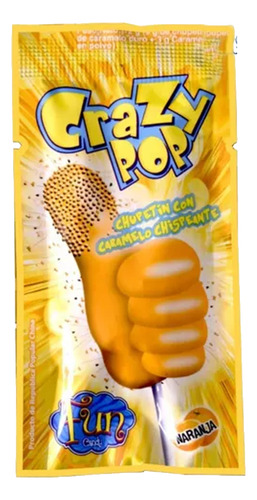 Chupetin Crazy Pop Con Caramelo Chispiando Naranja X20 Unid