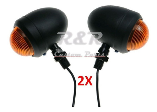 Pisca Seta Moto Custom, Cafe Bobber Universal Preto - Par