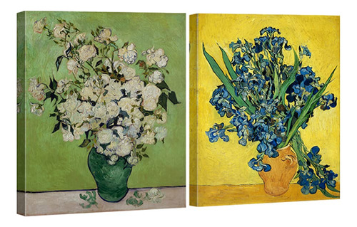 Wieco Art Irises In Vase - Lienzo Floral Para Pared, Arte De