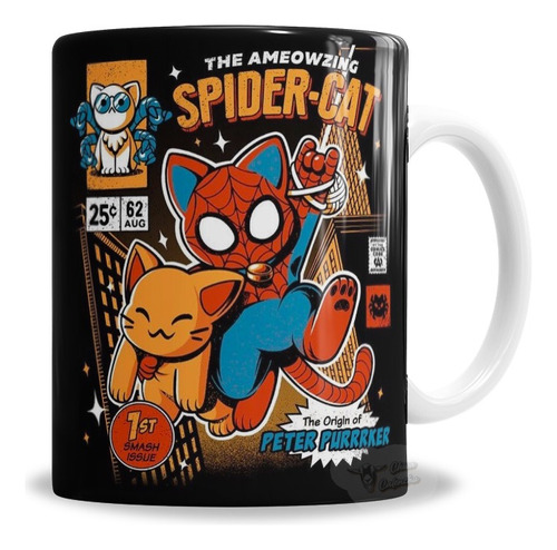 Taza De Cerámica Spiderman Gatito Spider Cat - En Caja