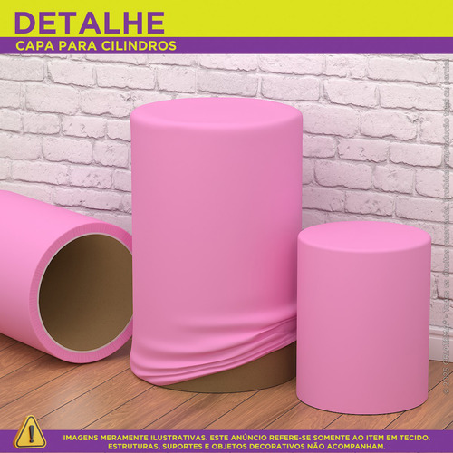 Trio Capas De Cilindro Sublimado Liso Rosa Veste Fácil Em Tecido