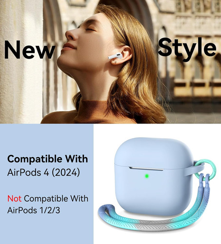 Funda De Silicona Suave Para AirPods 4 Con Cordón