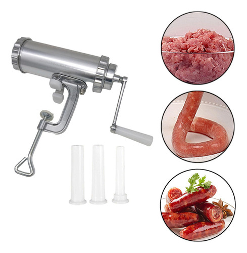 Enchedor Manual De Linguiça Com 3 Tubos, Máquina De Moagem