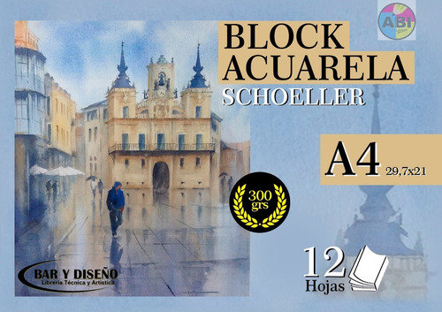 Block Papel Acuarela 300gr A4 (21x29.7)schollershammer