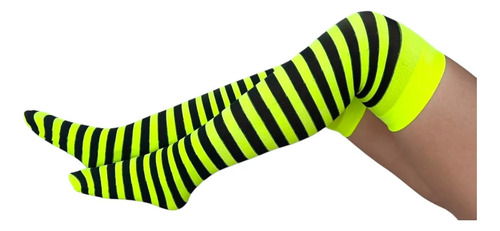 Medias Bucaneras Lycra Rayadas Varios Colores Cosplay Negro-rosa Rayas Adaptable