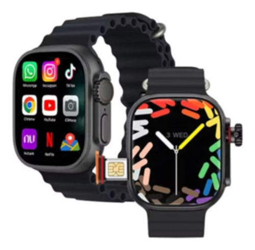 Relógio Smartwatch Android 5g Duas Câmeras Chip Wi-fi 64gb Preto . . .